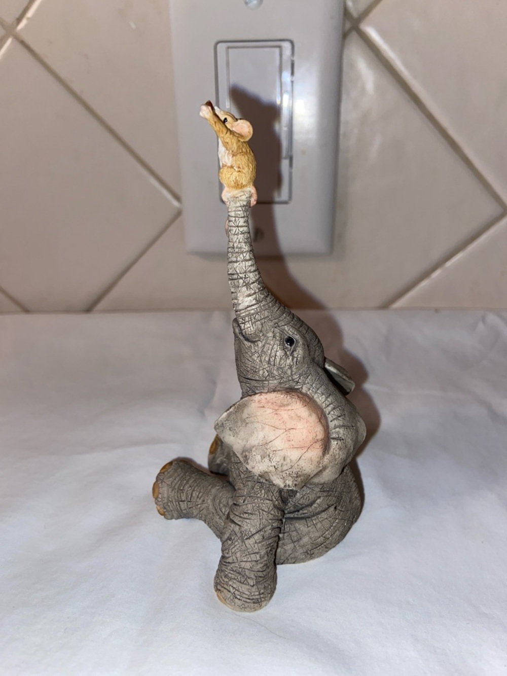 Tuskers Collectible hand painted Elephant with mouse